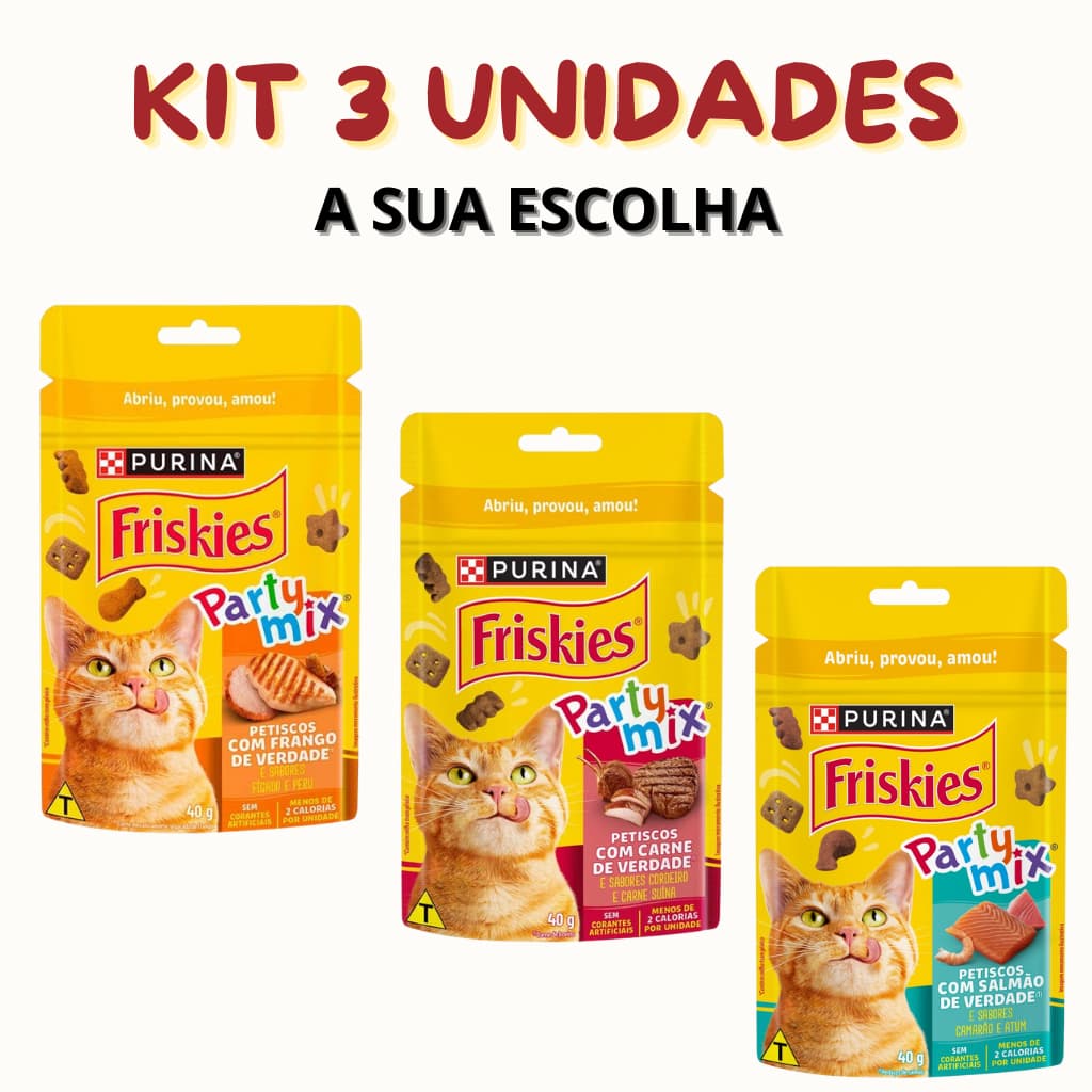 PETISCO GATO PARTY MIX PURINA 40G KIT 03 UN