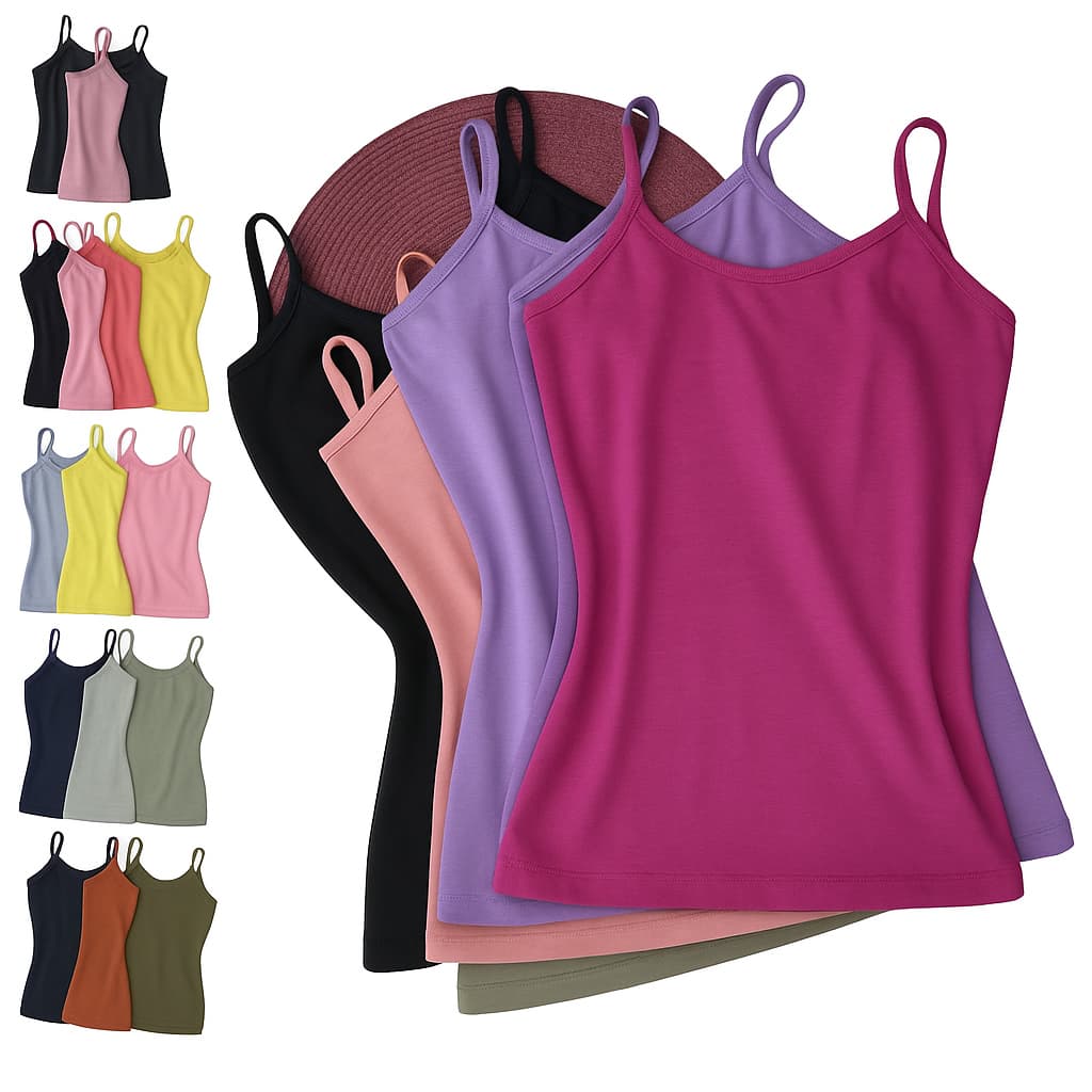 KIT 5 BLUSA ALCINHA REGATA EM MALHA SUEDE  CORES SORTIDAS