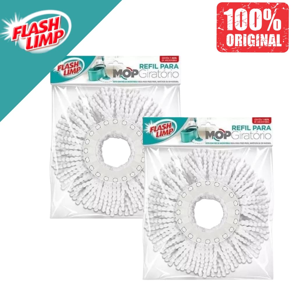 Kit 2 Refil Mop Fit 13,5cm Microfibra para Duas Águas Fit Esfregão Flash Limp RMOP5011