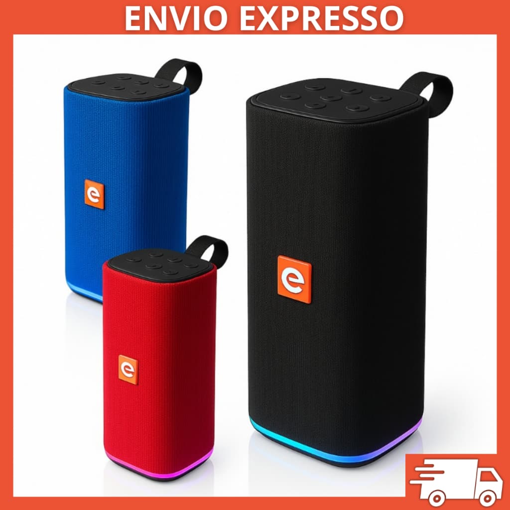 Caixinha de Som Sem fio Bluetooth Portátil Compacta com LED Rádio FM USB Caixa Potente Resistente