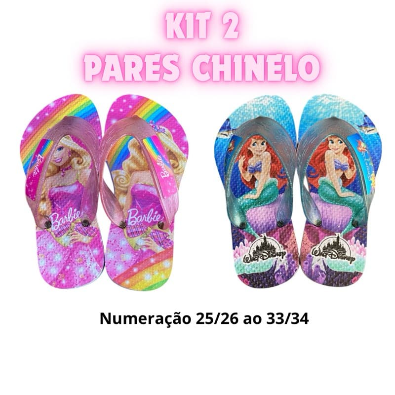 2 Pares Chinelos Sandália Infantil Menina