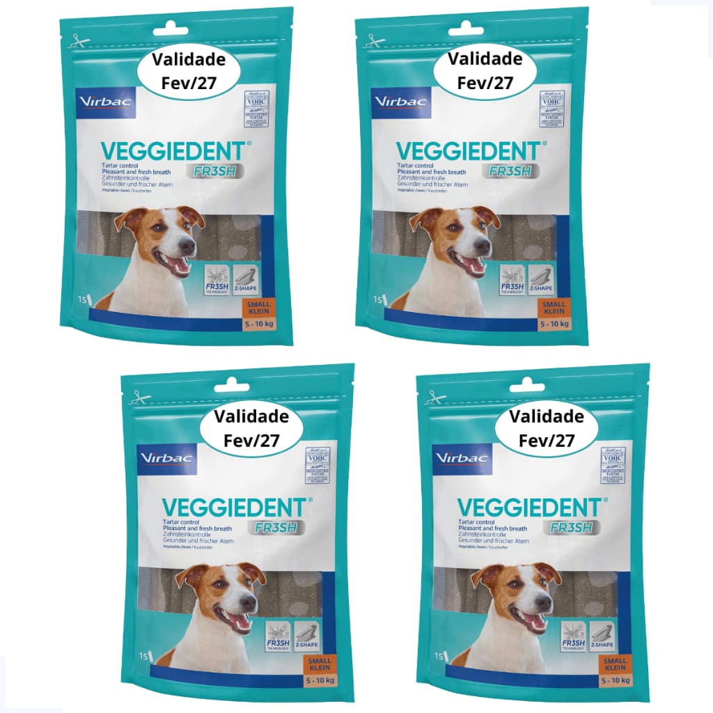Kit 4 Veggiedent Fresh 15 Tiras P/ Cães Virbac