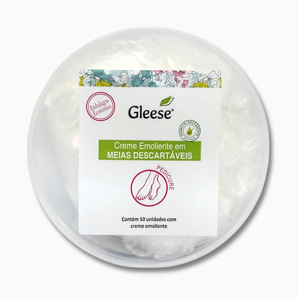 Sapatilhas Descartáveis com Creme Emoliente em pote com 50 unidades - Gleese