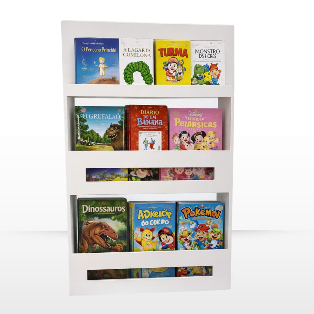 Porta Livro Infantil De Parede MDF Estante Decorativa para Quarto e Brinquedoteca Organizador Nicho.