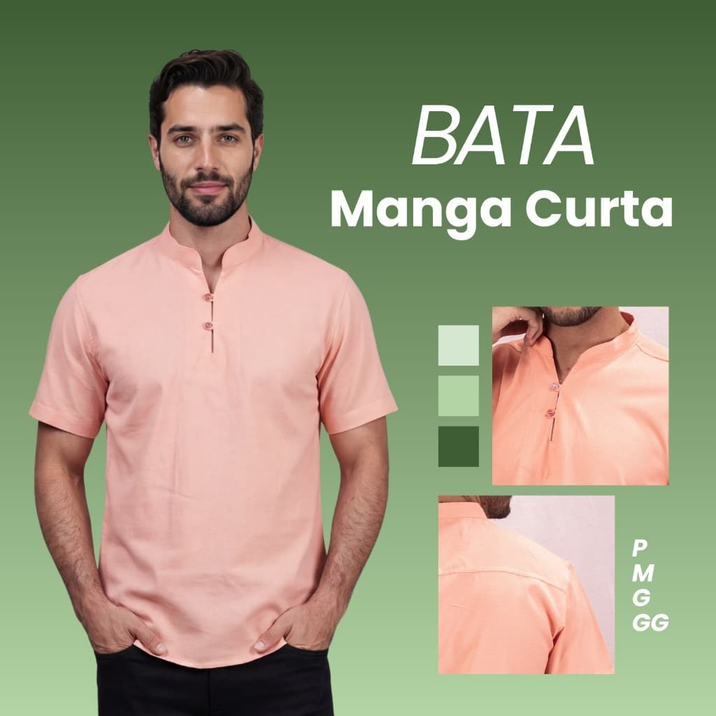 Bata Masculina Linho Preta Bata Masculina Manga Curta Envio Rapido Qualidade