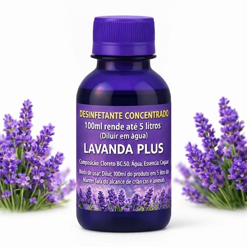 DESINFETANTE CONCENTRADO LAVANDA 100ML FAZ 5 LITROS ( SOMENTE DILUIR EM ÁGUA)