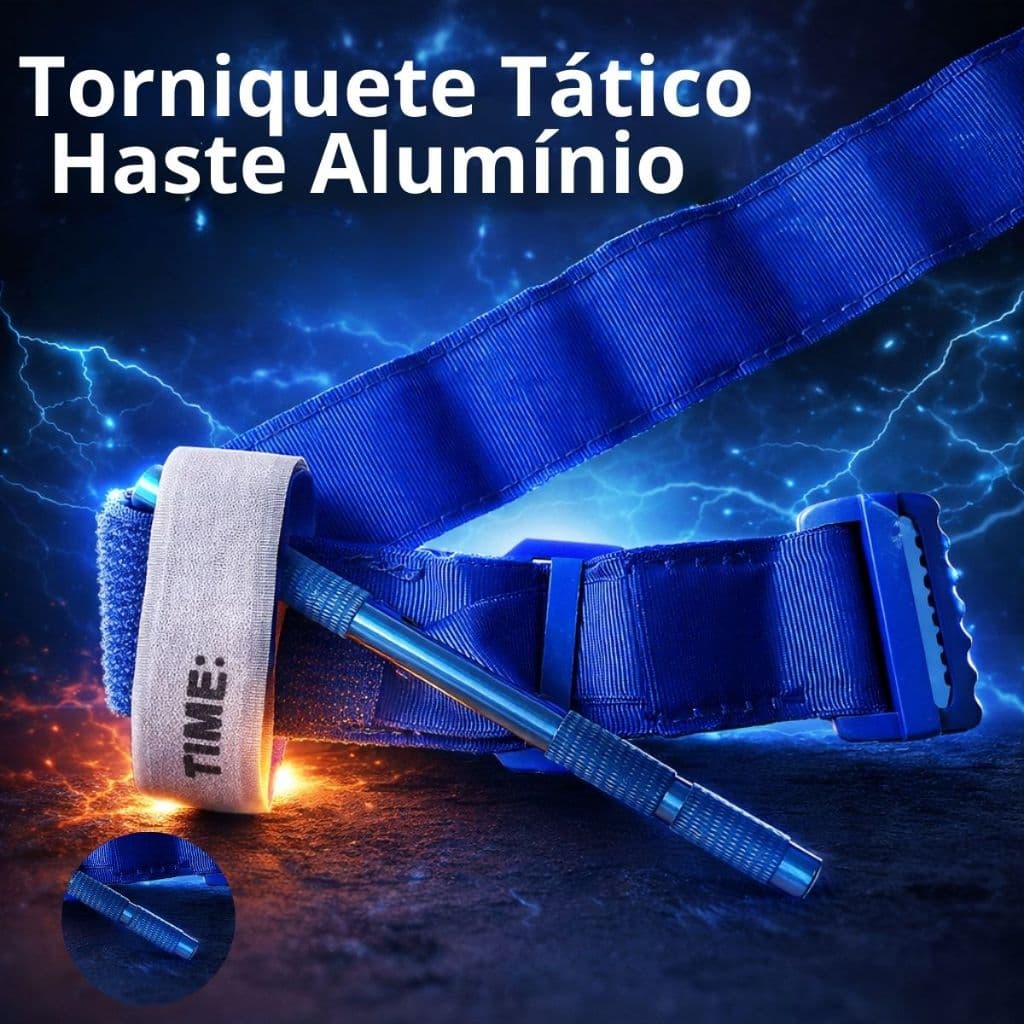 Torniquete Tático Haste Metal Garrote Primeiros Socorros EDC Ifak Azul