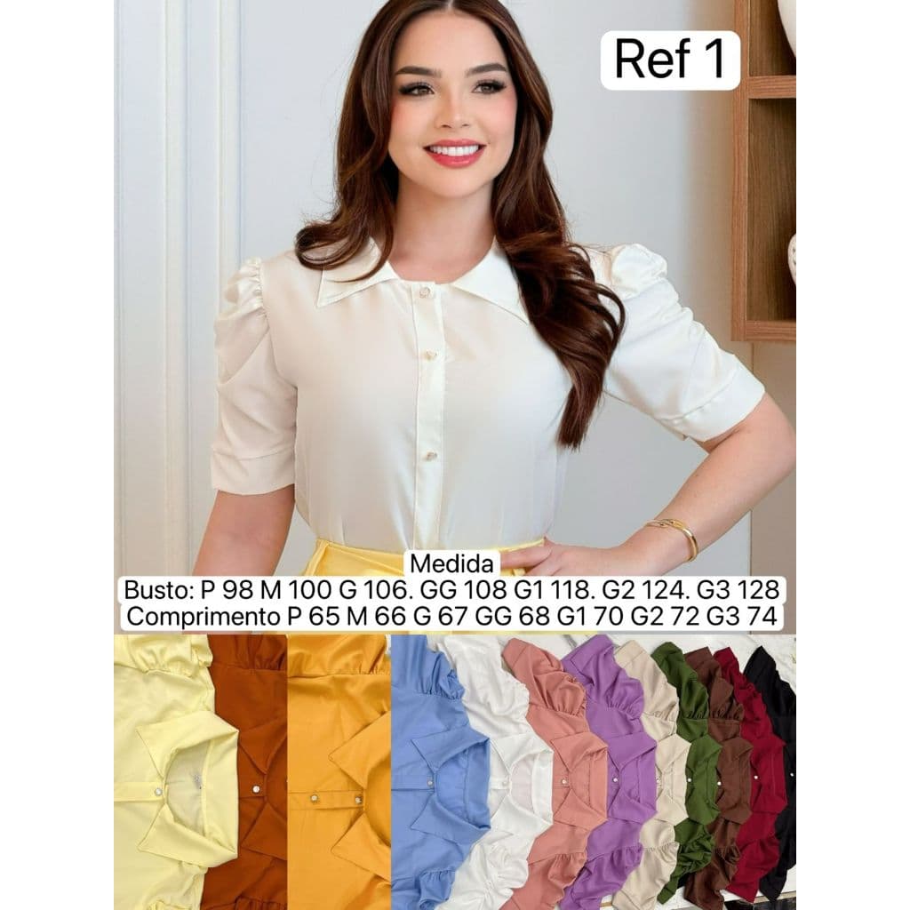 Blusa Social Gola Colarinho Com Botoês Frontal N-01