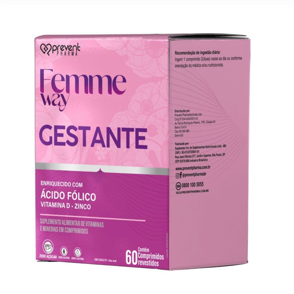 Femme Way Gestante Acido Fólico + Vit D + Zinco c/60 Caps Prevent Pharma