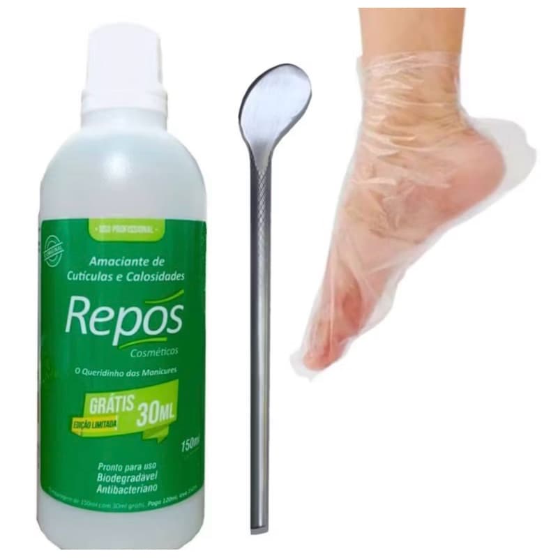 Kit Amaciante de Cutículas e Calos Repos + Espátula 222 + 5 Botinhas