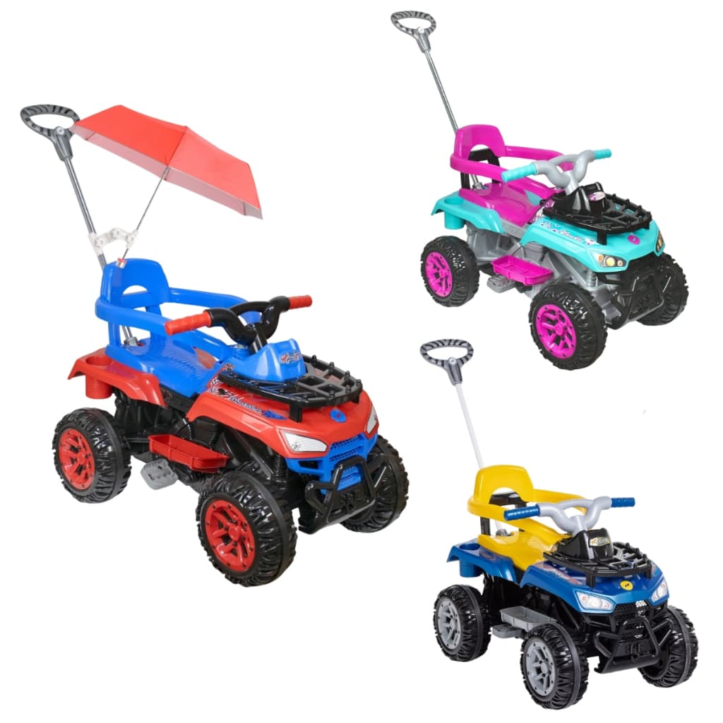 Carrinho de Passeio Motoca Quadriciclo Infantil Cross Up Calesita Haste Empurrador e Pedal