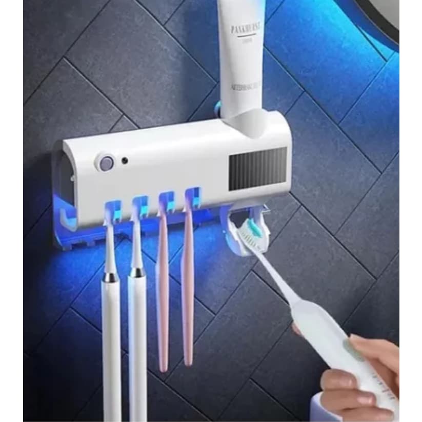 Dispenser de Pasta de Dente com Esterilizador UV para Escovas