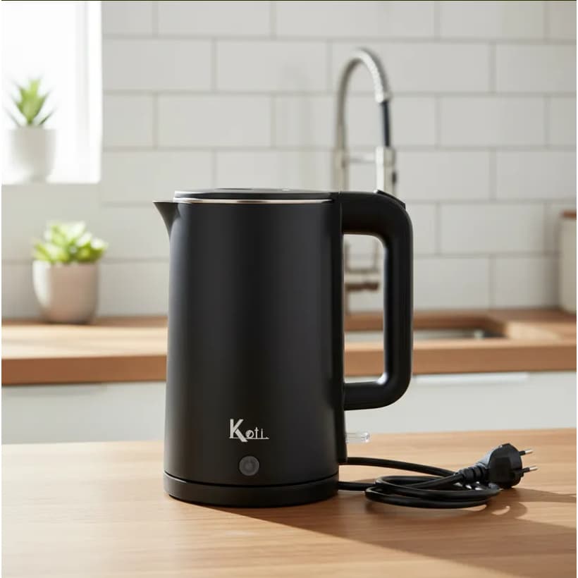 Chaleira Jarra Elétrica Modern Inox Preta 220v e 110v 1.5L - Desligamento Automático Indicador Luminoso Base 360°