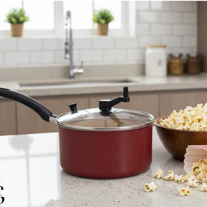 Pipoqueira Antiaderente Cereja Tampa de vidro 3000L