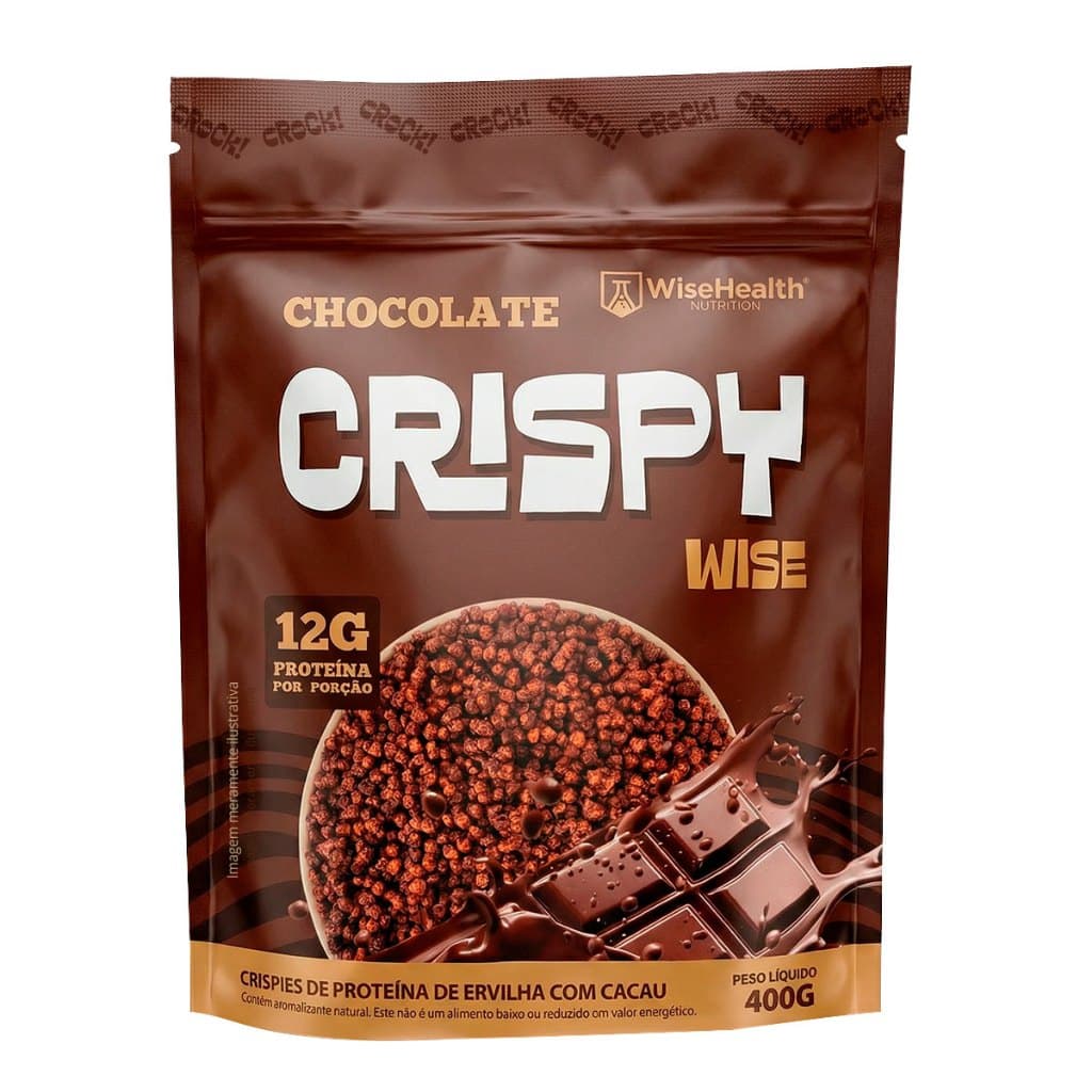 CHOCO CRISPY WISE (400g) - Crispie proteico sabor chocolate 12g Proteína Porção Sem Glúten Lactose