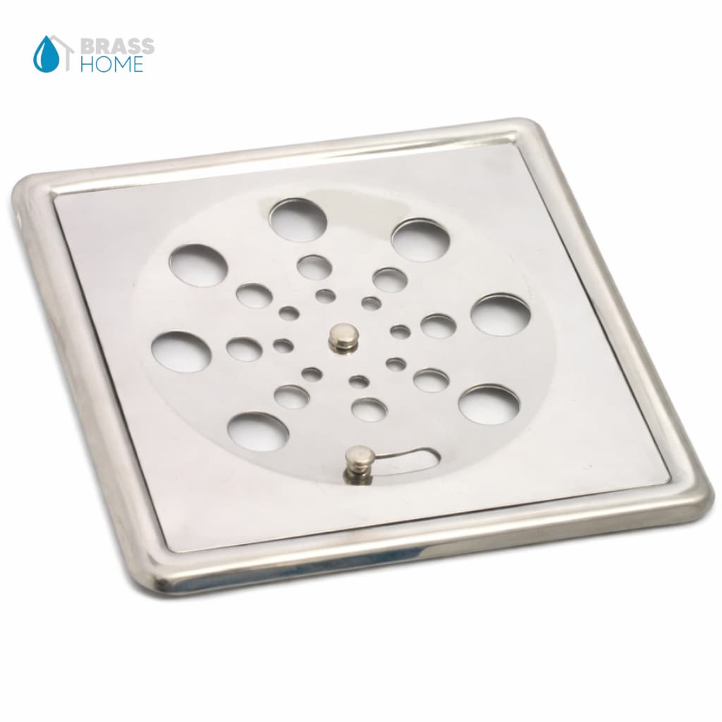 Ralo Grelha Quadrado 15x15 cm Completo com Caixilho Aço Inox Sistema Abre e Fecha Anti Odor Inseto