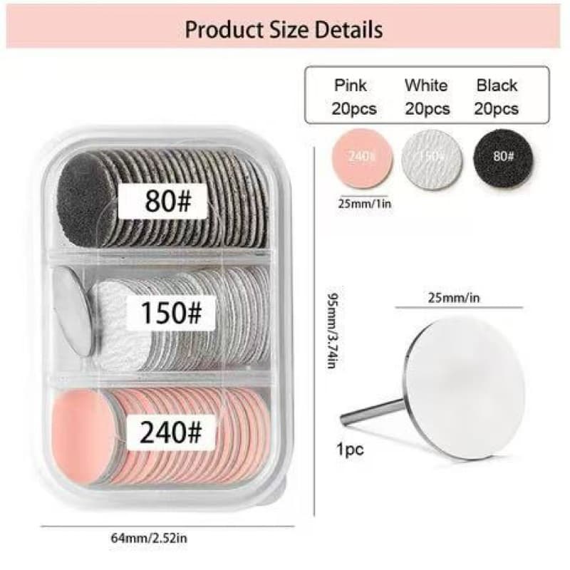 Kit Broca Disco mandril em Aço para Remoção e Polimento de Unhas de Gel Alongamento Extensão