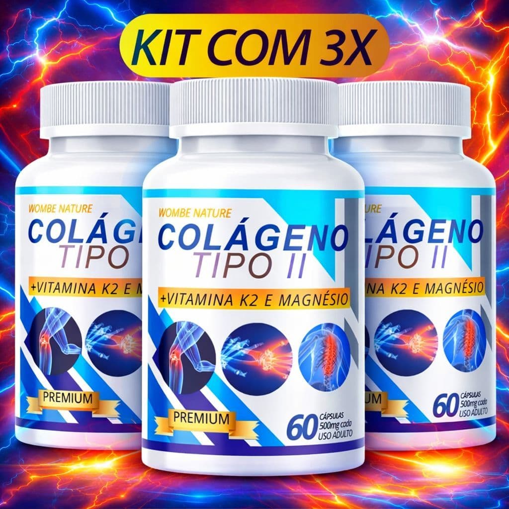 Kit 3 Colágeno tipo 2 | Juntas, ossos e Articulações +Vitaminas - 180 Cápsulas- Envio Imediato