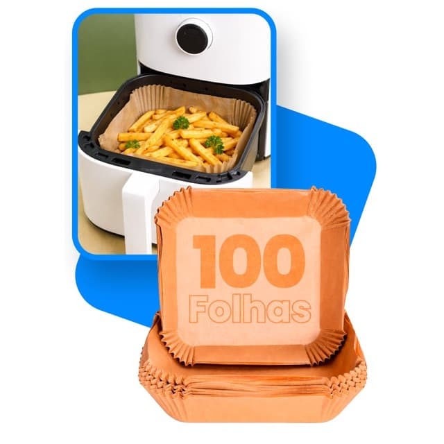 Kit 100 Formas Descartável quadrada Para Airfryer Antiaderente papel