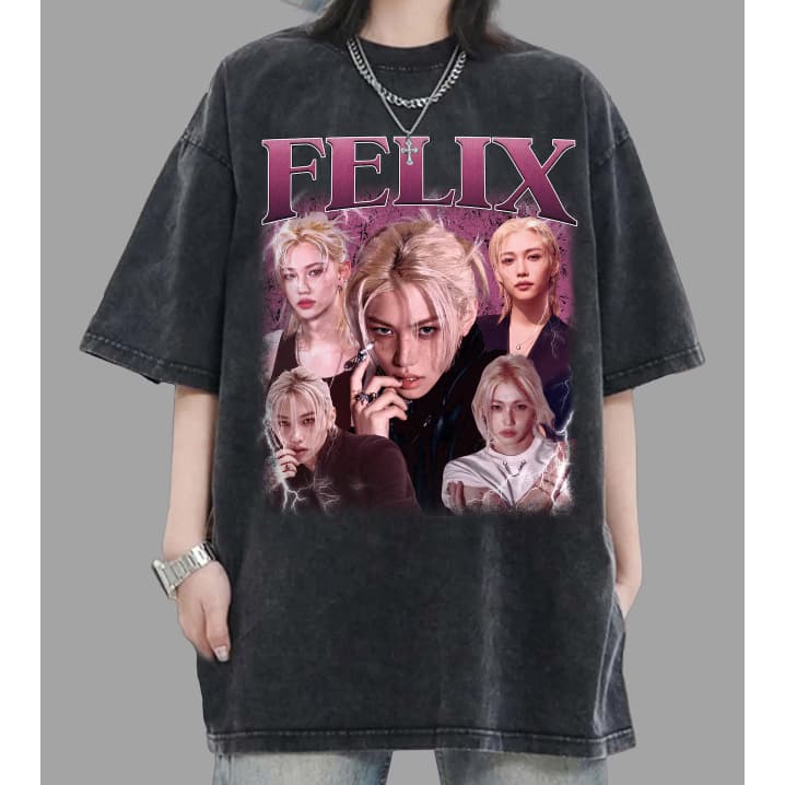 Camiseta Inspirada em Stray Kids Look K-Pop Unissex felix