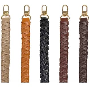 Alça Para Bolsa Em Couro Trançado Com Mosquetão