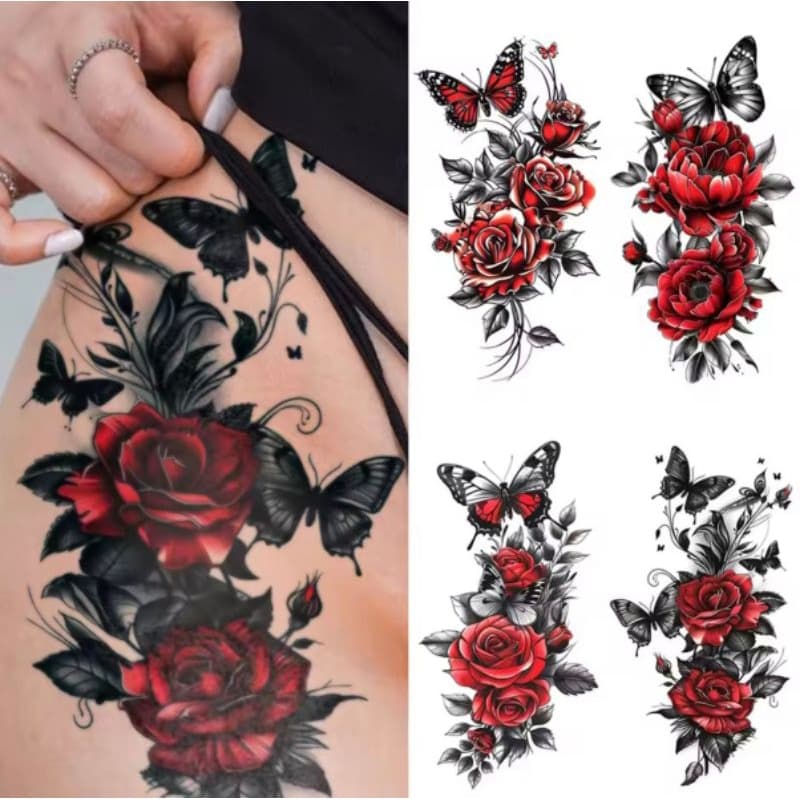 Tatuagem Temporária Kit 3 Uni + 1 piercing Falso De Nariz Realista Resistente A Água Feminino 3D Variadas