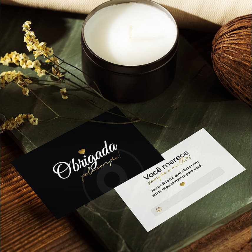 Cartão Agradecimento - Obrigada pela compra! / 9x5 cm / Postal / Cores / Mimo