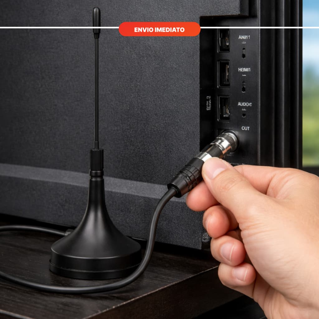 “Antena Interna HDTV Digital com Base de Ímã – Sinal Claro para TV Residencial e Escritório”