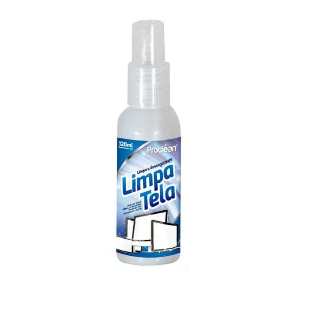 Limpa Tela 120ml Remove Manchas Poeira e Gordura de Celular TV Computador Tablet ProClean