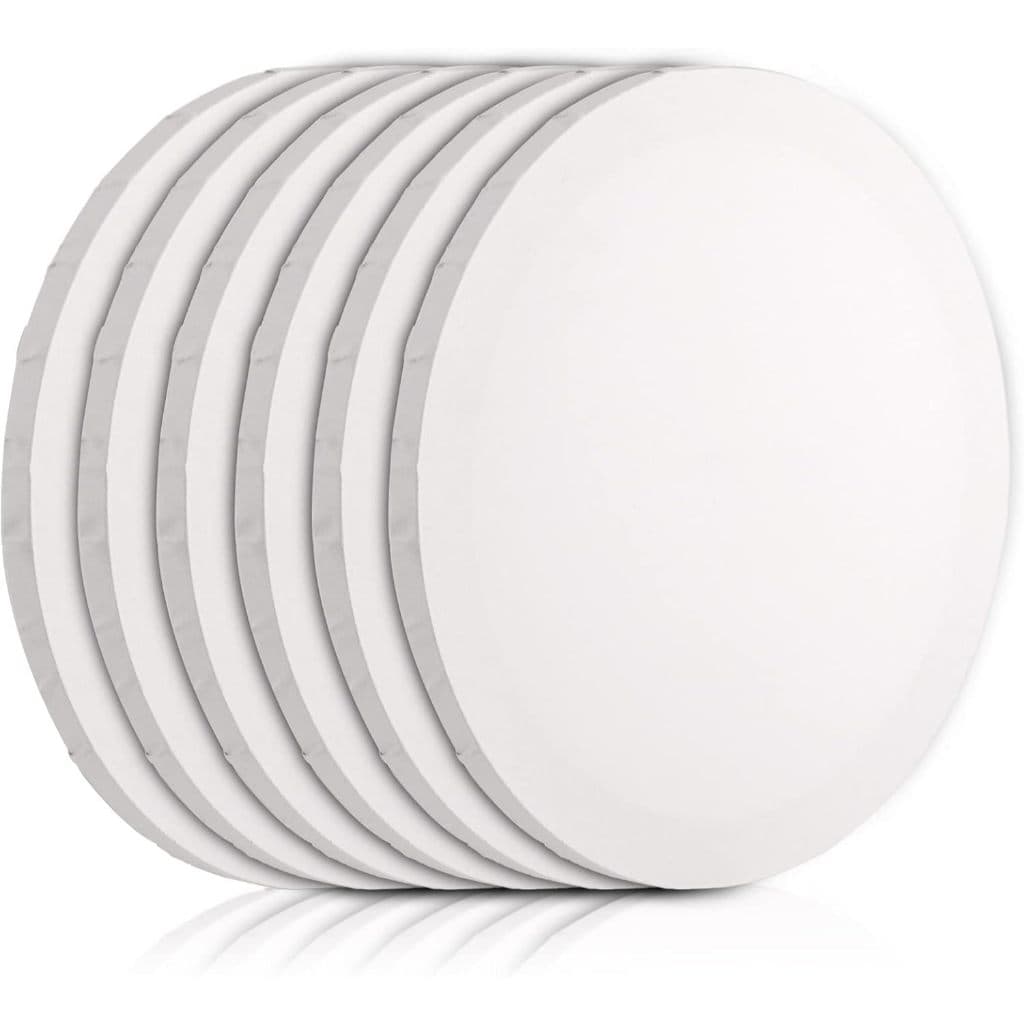 Pacote com 6 Painéis de Tela Redondos de 20 cm , Telas de Pintura em Branco Esticadas