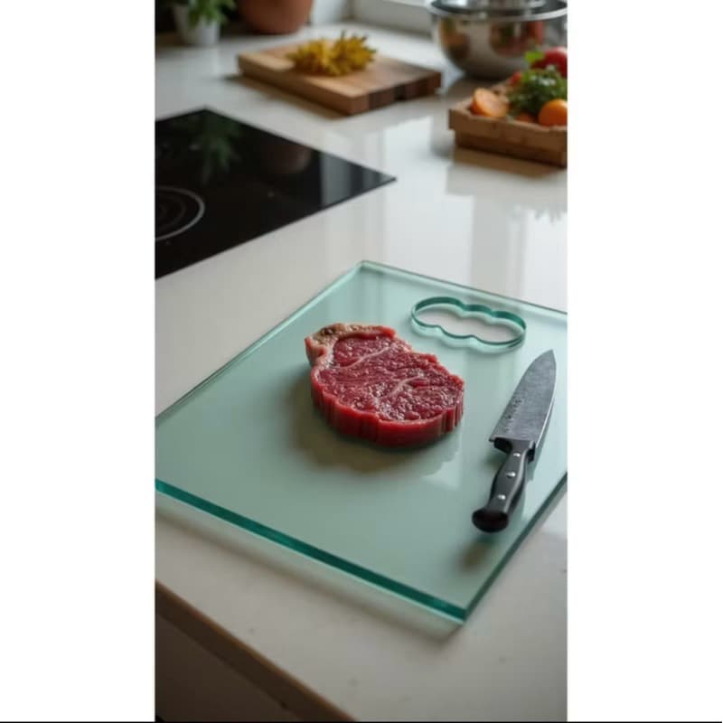 Tábua de Corte Vidro Temperado Luxo 8mm Resistente a Impactos 40x25cm