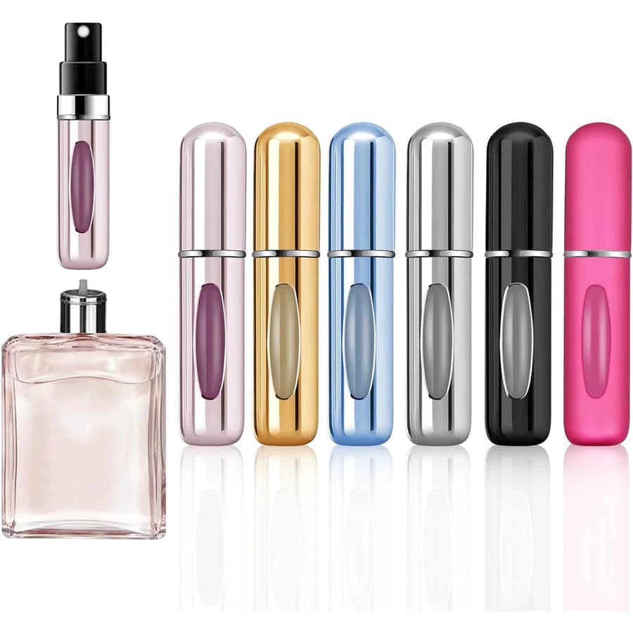 Kit 10/20/30/40/50 Frascos de Perfume Recarregáveis 5ml – Borrifadores de Alumínio Portáteis Cores Sortidas