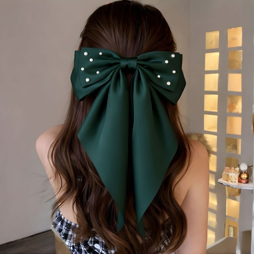 Laço de Tecido Liso Cetim para Cabelo Elegante Oversizet Moda 2026