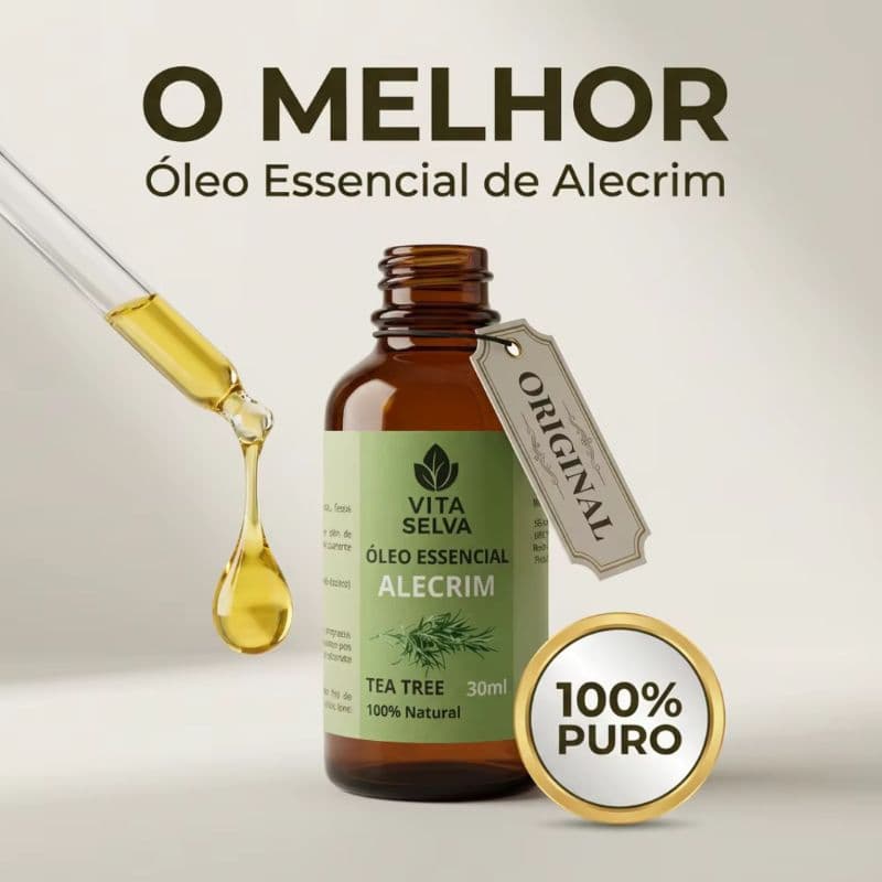 Óleo Essencial de Alecrim Tea Tree Vita Selva Cabelo Pele Corpo 100% Puro 30 ml