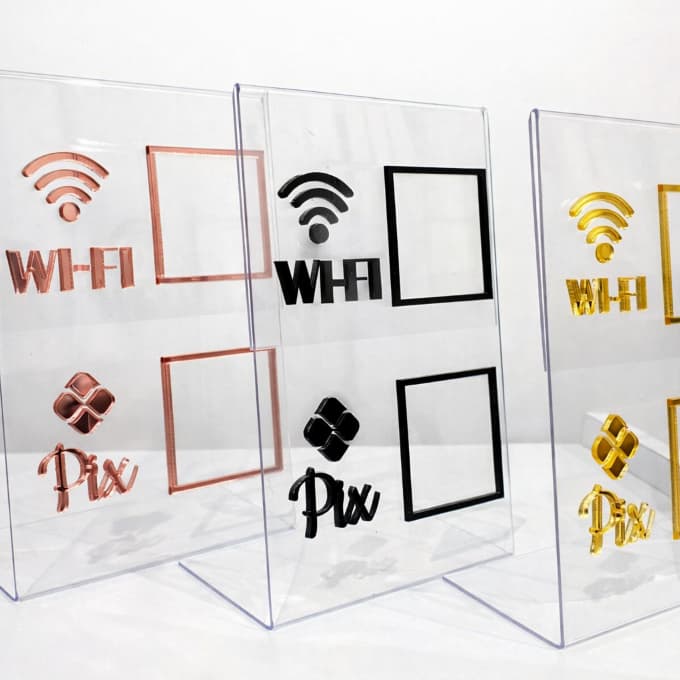 Placa Pix e Wi-Fi Acrílico | QR Code | Ideal para Comércio