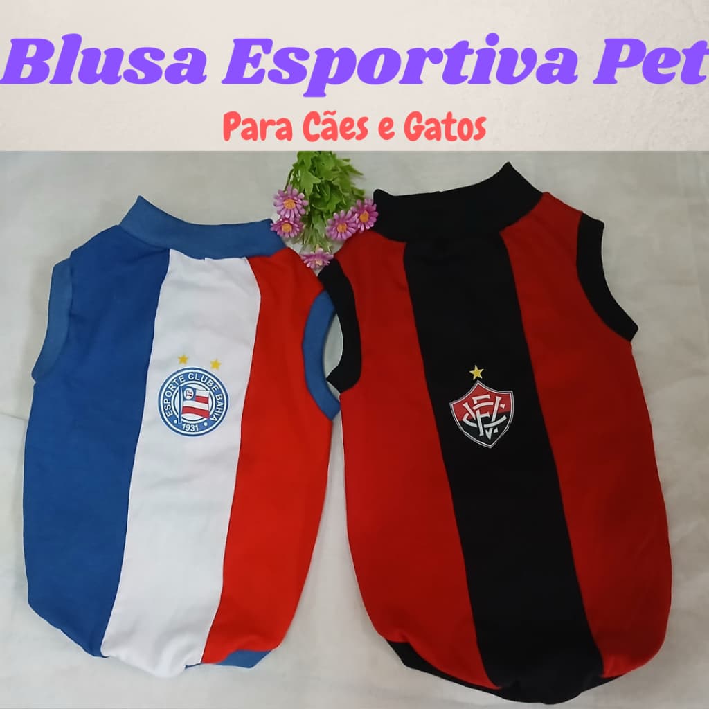 Blusa Pet Time • Roupinha Esportiva para Cães e Gatos • Camisa Sem Manga em Malha Algodão