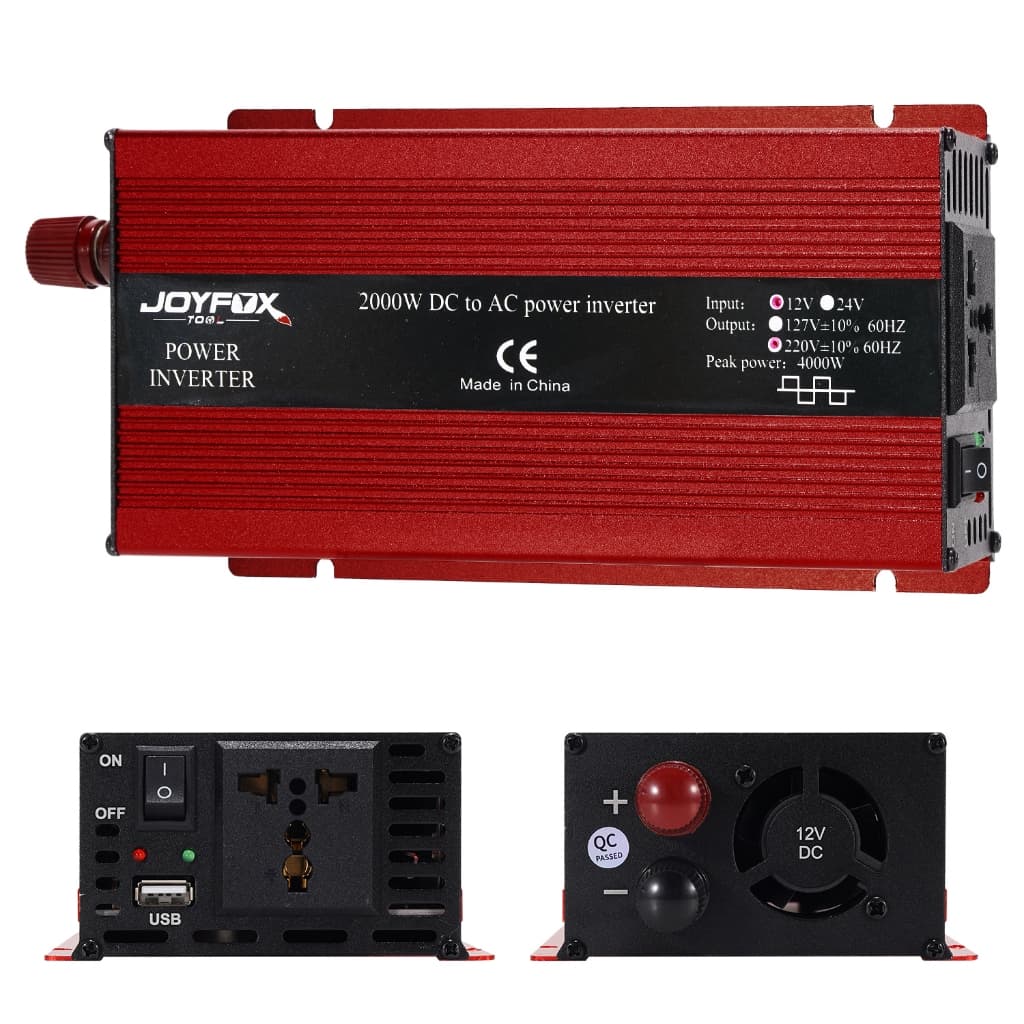 JOYFOX Inversor Onda Senoidal Modificado  12V P/127V 220V 2000W 3000W 4000W USB Veicular Compatível com Carro e Celular