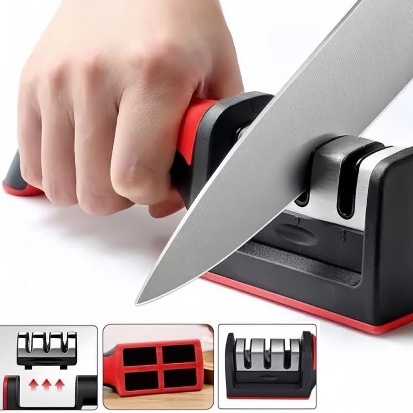 1/3/5 Afiador De Faca 3 Estágios Amolador Profissional Com Afiação Rápida Em Aço Inoxidável