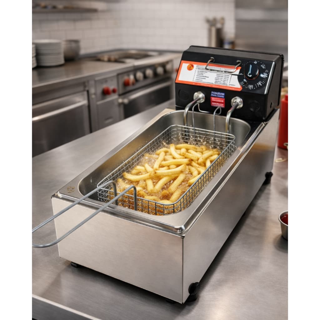 Fritadeira Elétrica Inox Antchamas Profissional 3,5L Cuba industrial ou doméstica Batata Frituras