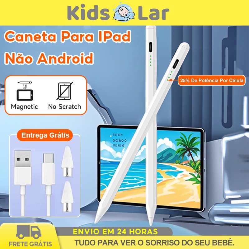 Caneta Stylus Touch para iPad Alta Precisão Ponta Fina Escrever/Desenho Rejeição de Palma e Inclinação