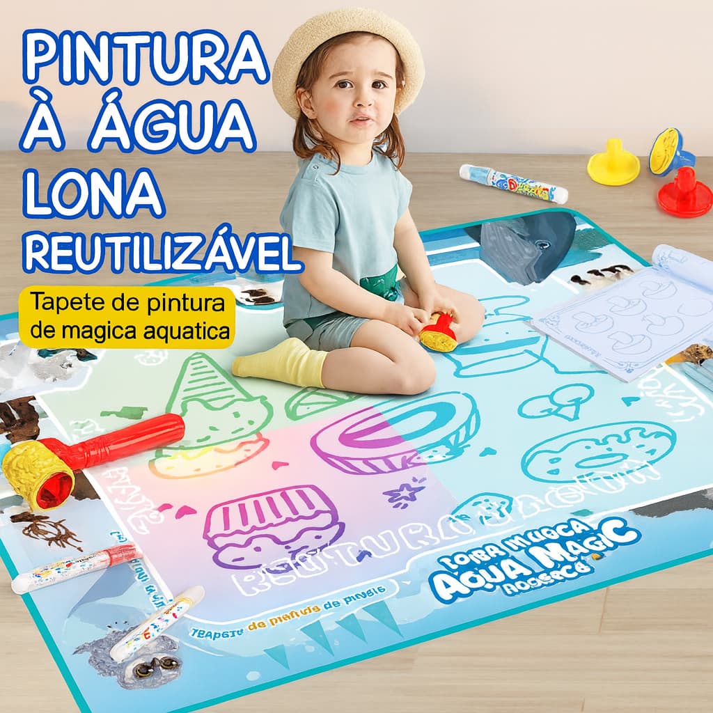 Tapete Mágico De Água Grande 150x100cm Doodle Educativo Montessori - Brinquedo De Pintura Sem Sujeira Para Crianças