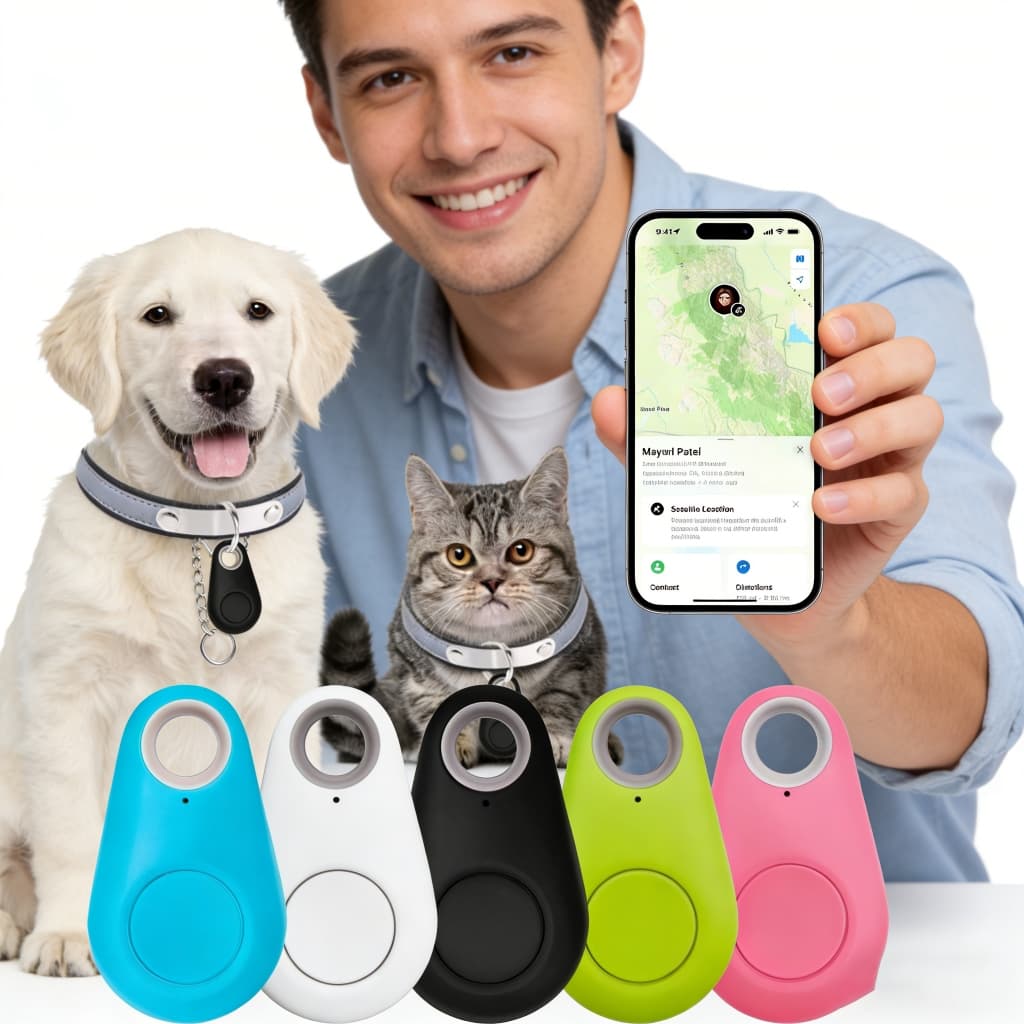 Rastreador Anti-Perda Mini Chaveiro - Localizador para Pet Cachorro Gato Bagagem (Android/iOS)