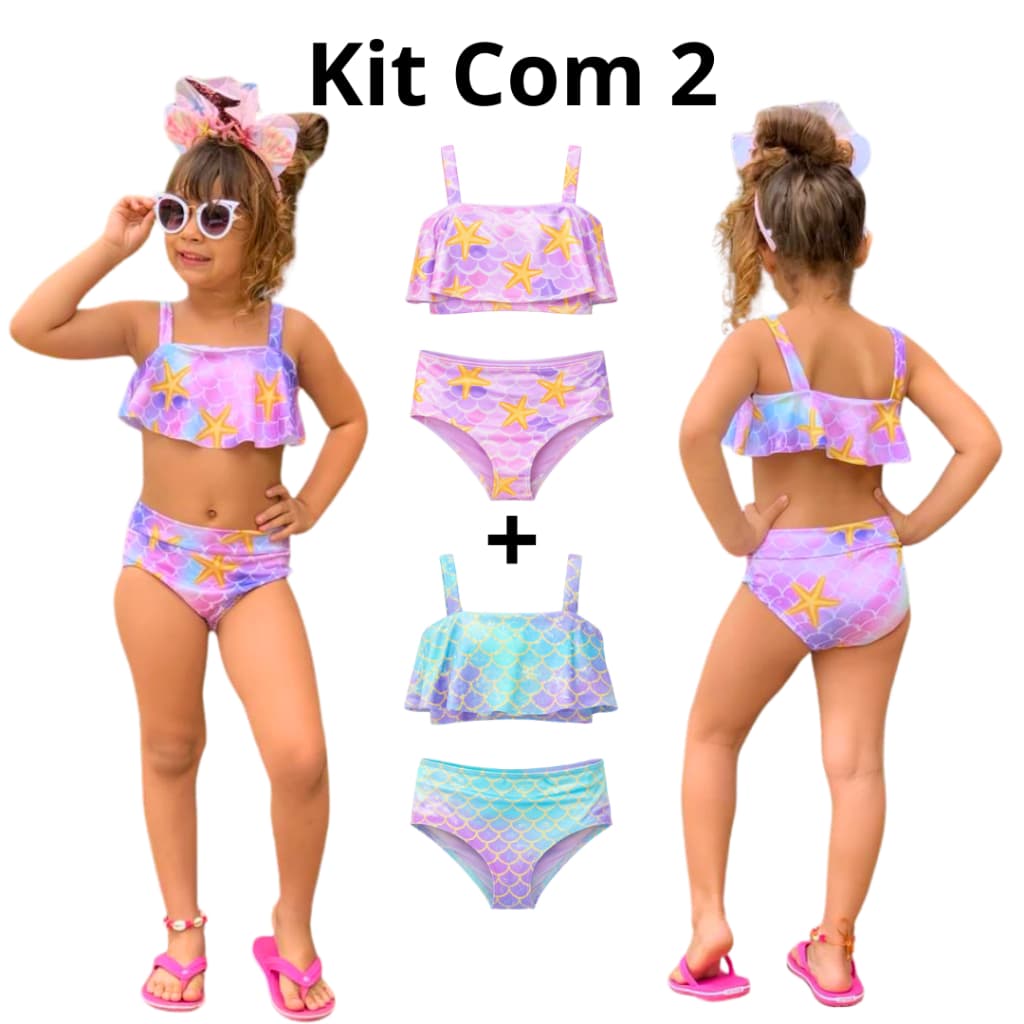 Kit 2 Biquínis ou Unidade Praia Kids Feminino Tecido Suplex Lindo e Resistente (envio imediato)