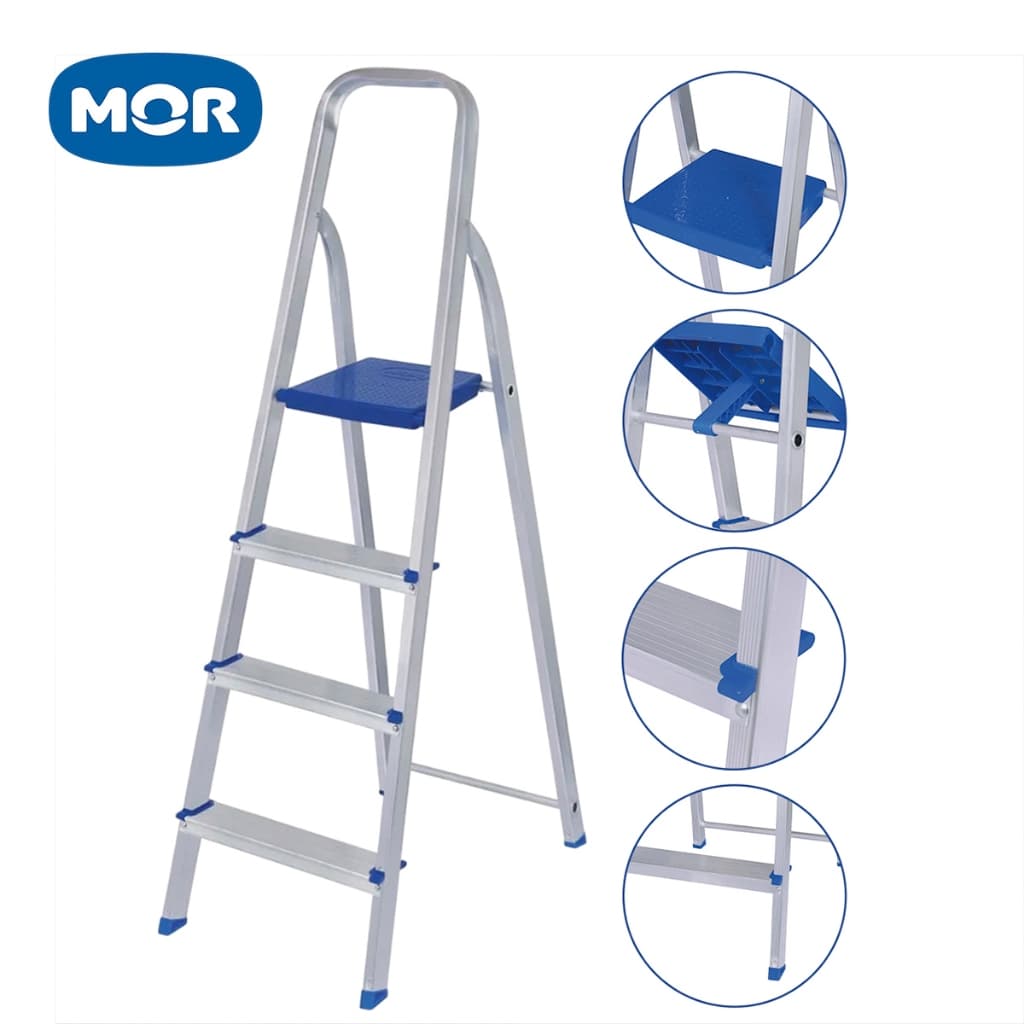 Escada De Alumínio Doméstica 3 e 4 Degraus Reforçada Resistente MOR