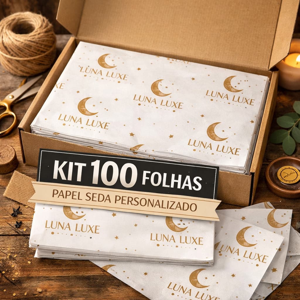 Kit Folhas Papel Seda Premium 60x30cm Estampa Personalizada Embrulho