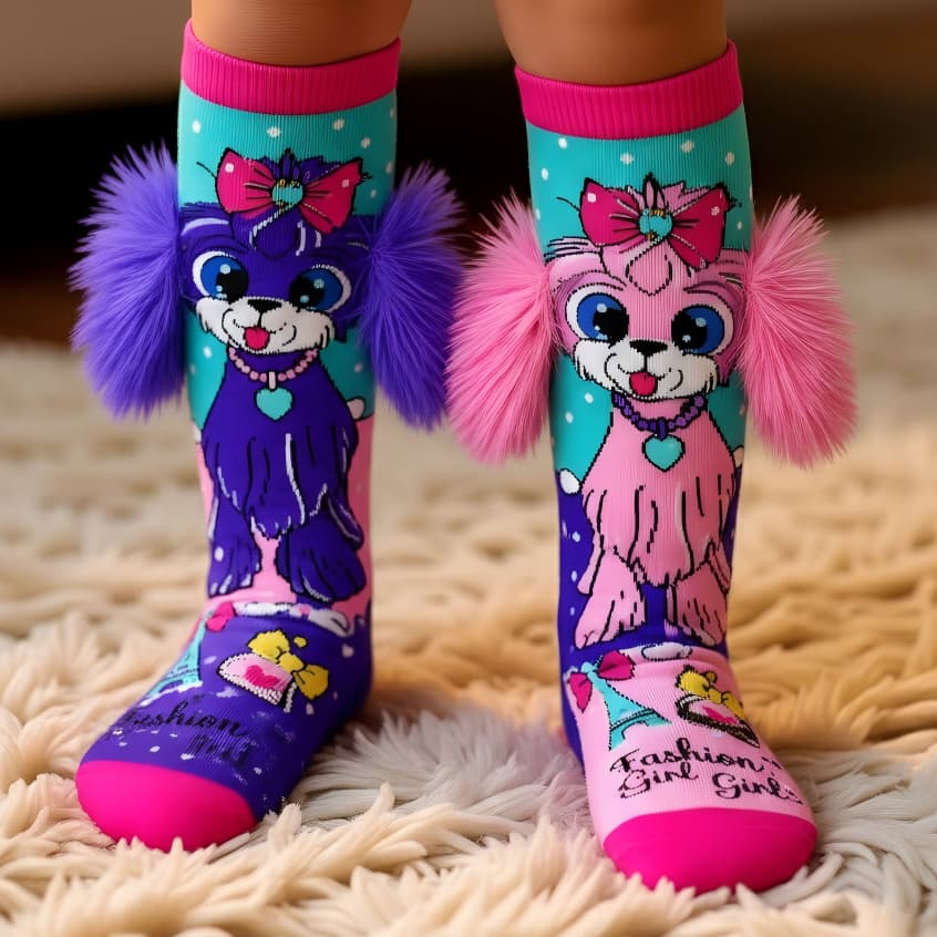 Meias infantis 3D com desenho animado–Meias até o joelho com estampa 3D | Alta qualidade, presente perfeito para meninas