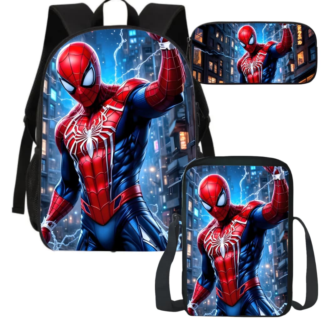 Itens Escolares Infantil Herói Aranha Mochila Estojo Lancheira