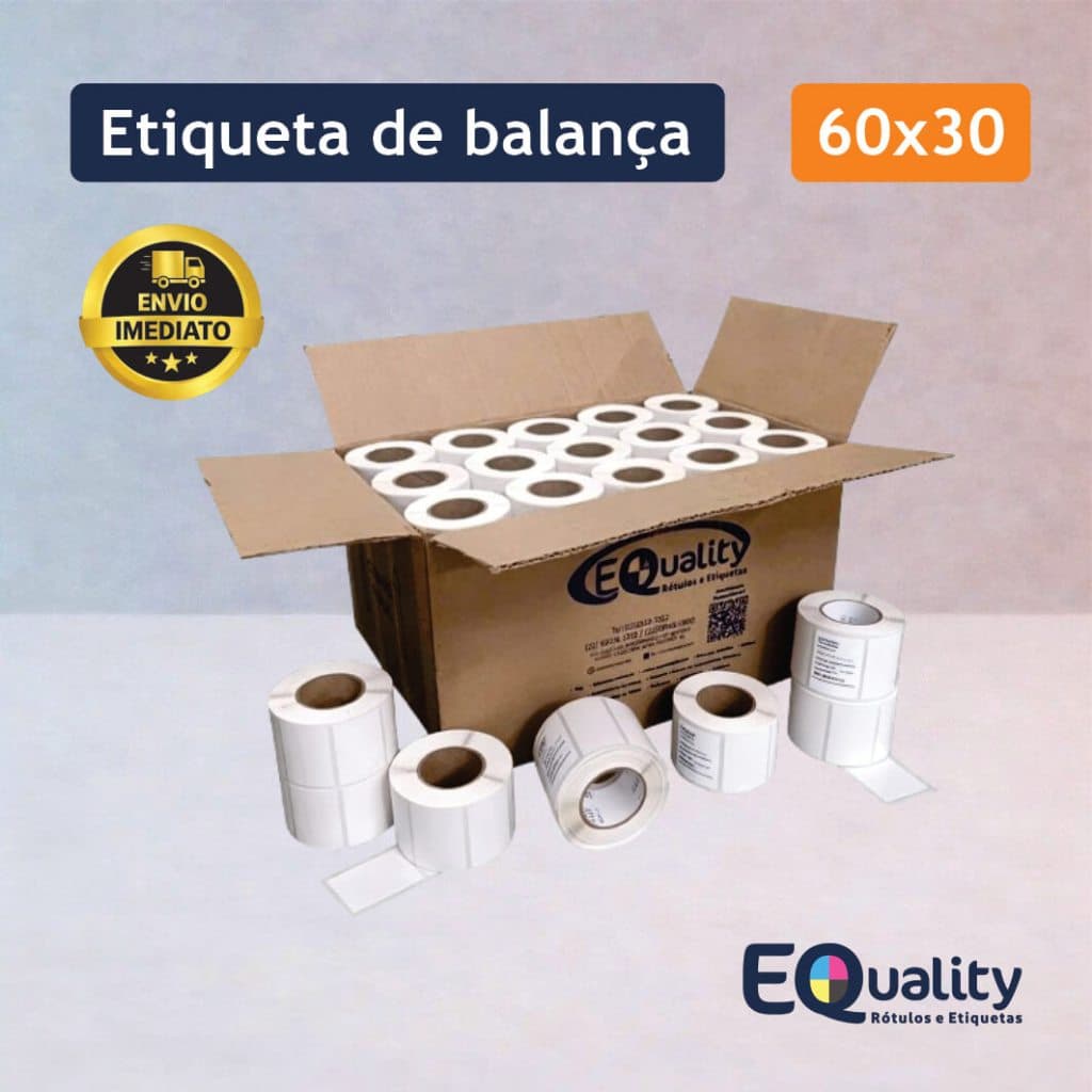 Etiqueta Térmica Adesiva 60x30 12 Rolos 21 Metros p/ Balança e Impressora