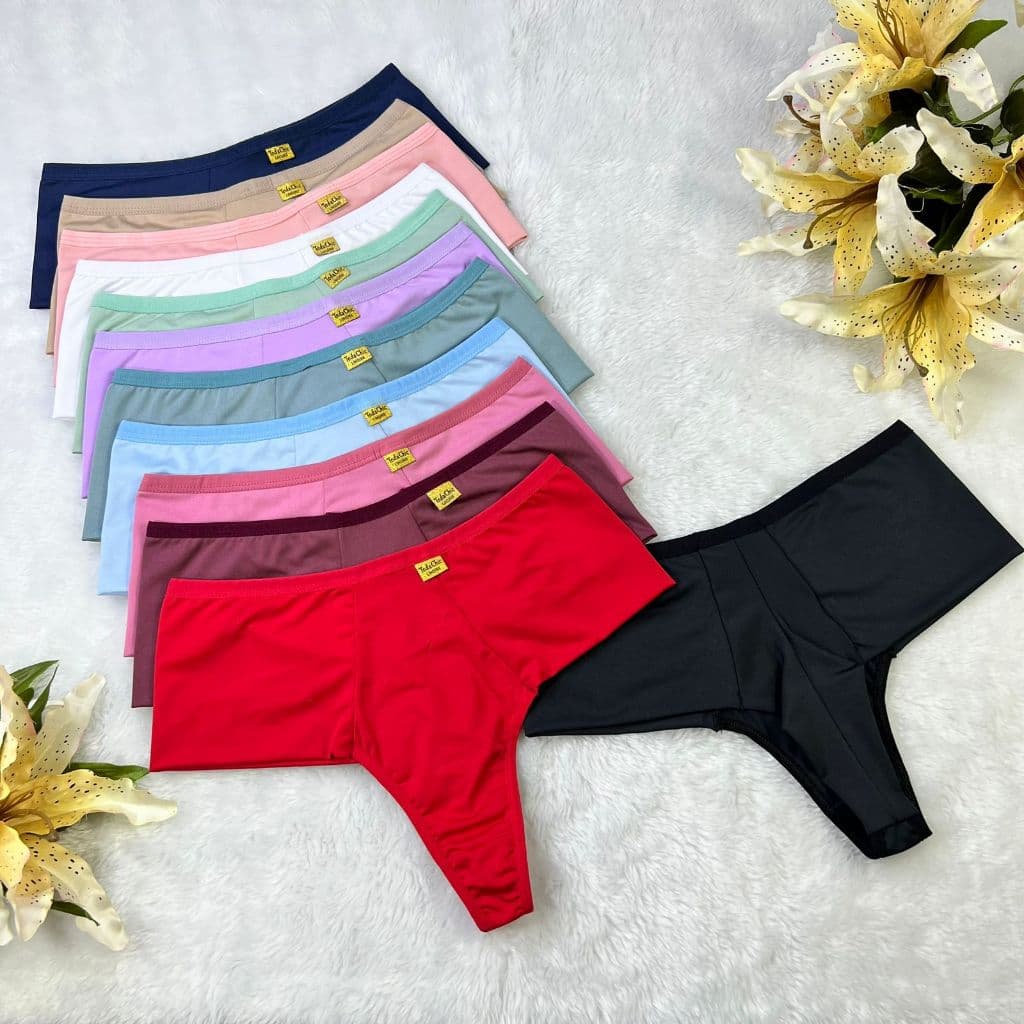 KIT 5 Calcinhas Fio DUPLO Lateral Larga Calçola Cintura Alta Microfibra Conforto Lingerie