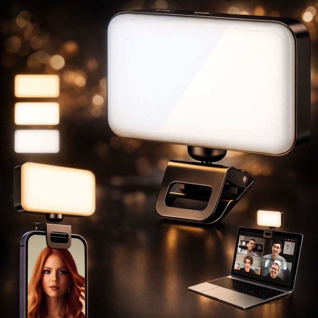 Luz de Preenchimento LED para Selfie e Videoconferência – Iluminação Profissional Clip-on 6W